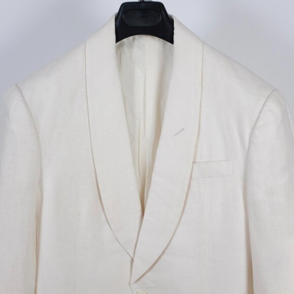 Ralph Lauren Purple Label Dinner Jacket Blazer 38R Kent Shawl Collar Linen cream - Picture 9 of 15